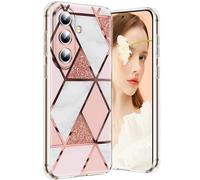 Qissy Coque pour Samsung S26 5G Mármol Silicone Paillette Antichoc Housse Anti-rayures Protection Bumper Case Ultra Fine Souple antichoc Étui pour Samsung Galaxy S26 5G Coque Mince (Rose)