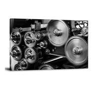 QITEX Cuadros Para Dormitorios Tecnología Engranaje de rueda Maquinaria de máquina industrial Decoración de arte mural industrial Lienzo Cartel de arte y arte de pared Impresión de imágenes 50x70cm