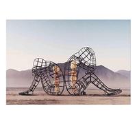 QITEX Escultura infantil Lienzo Arte Burning Man Escultura, niño interior brillando dos personas dándose la espalda el uno al otro Arte mural de moda 30x40cm Sin marco