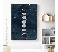 QITEX Laminas Para Cuadros Dormitorio Decoración de pared Ciclo de la luna Cartel Imprimir Fase lunar Espacio Pared Arte Ciencia Fases lunares Imagen Sala de estudio Decoración del hogar 30x40cm