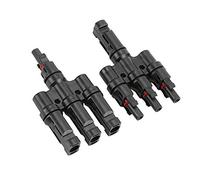QitinDasen 1 Par Profesional Solar Panel Cable Conector, Fotovoltaico Cable Conector, T Tipo 3 Branch Solar Conector MFFF/FMMM, Solar Fotovoltaico Paralelo Conector