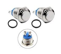 QitinDasen 10Pcs Premium 16mm Momentáneo Interruptor a Pulsador, 2 Pin Terminal de Tornillo Metal Interruptor de Botón de Cabeza Alta Redonda, IP65 Impermeable Interruptor 3A 250V