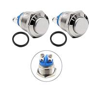 QitinDasen 10Pcs Premium 19mm Momentáneo Interruptor a Pulsador, 2 Pin Terminal de Tornillo Metal Interruptor de Botón de Cabeza Alta Redonda, IP65 Impermeable Interruptor 3A 250V