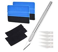 QitinDasen 10Pcs Profesional Raspador de Borde de Fieltro Kit, Herramientas de Instalación de Película de Vinilo, con Fieltro Enjugador y Cuchillo de Manualidades