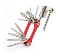 QitinDasen 11 en 1 Multifunción Herramienta para Bicicleta, Kit Multiherramienta Portátil y Compacta para Reparación y Mantenimiento (Rojo)