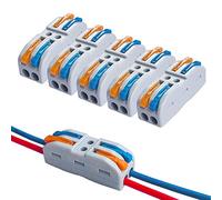 QitinDasen 15Pcs KV212 Palanca Tuerca Cable Conector, 2 en 2 fuera Bilateral 4 Puertos Compacto Conductor Conector, Rápido Cable Conector Resorte Bloque Terminal (Palanca Multicolor)
