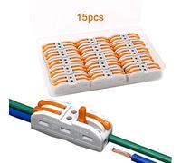 QitinDasen 15Pcs KV212 Palanca Tuerca Cable Conector, 2 en 2 fuera Bilateral 4 Puertos Compacto Conductor Conector, Rápido Cable Conector Resorte Bloque Terminal