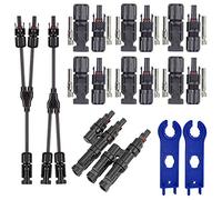 QitinDasen 18Pcs Profesional Solar Panel Cable Conector Set: 6 Pares Macho Hembra Solar Conector + 1 Par Solar T Branch Conector + 1 Par Solar Y Branch Conector + 1 Par Solar Conector Wrench
