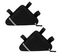 QitinDasen 2 Piezas Bicicleta Triangular Bolsa, Bolsa Triángulo de Cuadro de Tubo Delantero de Bici Impermeable con Decoración Reflectante de Doble Cara (Negro)