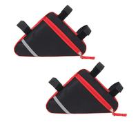 QitinDasen 2 Piezas Bicicleta Triangular Bolsa, Bolsa Triángulo de Cuadro de Tubo Delantero de Bici Impermeable con Decoración Reflectante de Doble Cara (Rojo)