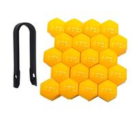 QitinDasen 20 Piezas 17 mm Coche Rueda Tuerca Cubiertas, Tapa de Perno de Tuerca de Rueda de Coche Universal, Tapa de Tuerca de Neumático Hexagonal con Herramienta de Extracción (Amarillo)
