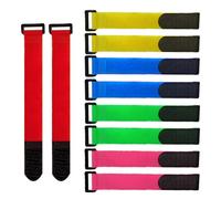 QitinDasen 20 Piezas 20 X 2 cm Nailon Cables Bridas Set, Correas de Cable Reutilizables, Tiras de Cable Ajustables, Ataduras de Cable Multiusos con Gancho y Bucle (Rojo Amarillo Azul Verde Rosa)