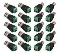 QitinDasen 20Pcs Kit BNC Conector Profesional, 10 pares enchufe macho y enchufe hembra Tornillo Terminal Adaptador, Video Balun para Coaxial Cat5 Cat6 a CCTV DVR TV Cámara