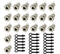 QitinDasen 20Pcs Premium Jack Hembra de Alimentación DC, 2.1 X 5.5mm Conector Hembra Jack Socket de Alimentación DC, Adaptador de Conector de Montaje en Panel, con Tapa a Prueba de Polvo