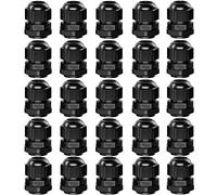 QitinDasen 25Pcs Premium Nylon Cable Gland, PG13.5 Prensaestopa, 6～12mm Ajustable IP68 Impermeable Empalmes de Prensaestopas, Impermeable Cable Glándula Conector con Juntas (Negro)