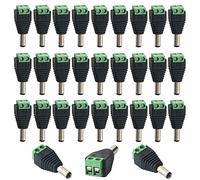 QitinDasen 30 Piezas 5.5 X 2.1 mm DC Conector Enchufe, Barril 12V DC Power Jack Conector Adaptador, 2 Pin Enchufe Macho
