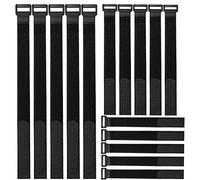 QitinDasen 30 Piezas Negro Nailon Cables Bridas Set, Correas de Cable Reutilizables, Tiras de Cable Ajustables, Ataduras de Cable Multiusos con Gancho y Bucle (20 cm/30 cm/40 cm)