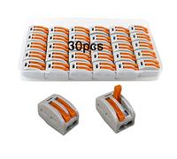 QitinDasen 30Pcs KV222-412 Palanca Tuerca Cable Conector, 2 Puertos Compacto Conductor Conector, Rápido Cable Conector Resorte Bloque Terminal