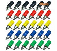 QitinDasen 30Pcs Premium 4mm Banana Conector Socket, Banana Conector Hembra Conector, Binding Post Terminal, Altavoz Entrada Encuadernación Terminal, para 4mm Banana Enchufe (5 Colores)