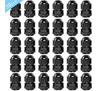 QitinDasen 30Pcs Premium Nylon Cable Gland, PG9 Prensaestopa, 4～8mm Ajustable IP68 Impermeable Empalmes de Prensaestopas, Impermeable Cable Glándula Conector con Juntas (Negro)