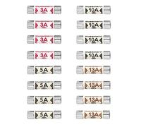 QitinDasen 4 Valores 16Pcs BS1362 Fusibles Set, 25 X 6.3mm Fusible Tubo Cerámico, 240V Fusible Cartucho (3A / 5A / 10A / 13A)