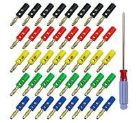 QitinDasen 40Pcs Premium 4mm Banana Conector Altavoz Conector, 4mm Chapado Oro Banana Enchufe Audio Altavoz Cable Conector (5 Colores)