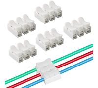 QitinDasen 40Pcs Premium Conectores Cable Resorte Rápido, CH3 Bloque Terminales de Conector Abrazadera Resorte, para Conectar Tiras de Luz LED (Blanco)