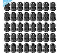 QitinDasen 40Pcs Premium Nylon Cable Gland, PG7 Prensaestopa, 3～6.5mm Ajustable IP68 Impermeable Empalmes de Prensaestopas, Impermeable Cable Glándula Conector con Juntas (Negro)