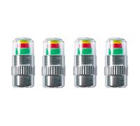 QitinDasen 4Pcs Premium Coche Neumático Presión Monitor Válvula Vástago Tapas, Advertencia Seguridad Sensor Indicador 3 Colores, Neumático Válvula Cubierta Antipolvo