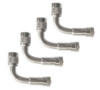 QitinDasen 4Pcs Profesional Neumático Válvula Extensión Adaptador de 90 Grados, Vástago de Cobre Niquelado Schrader (Plata)