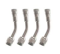 QitinDasen 4Pcs Profesional Neumático Válvula Extensión Adaptador, Extensión de Vástago de Neumático de 135 Grados, Niquelado Cobre Neumático Válvula Extensión Schrader Válvula Adaptador (Plata)