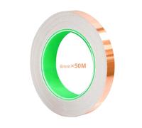QitinDasen 50M X 6mm Cobre Lámina Cinta, Cobre Hoja Cinta con Doble Conductora, para Blindaje EMI, Circuitos de Papel, Reparaciones Eléctricas, Repelente de Babosas