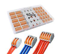QitinDasen 50Pcs Palanca Tuerca Cable Conector Set, Compacto Conductor Conector, Rápido Cable Conector Resorte Bloque Terminal (KV222-412/413 / 415)