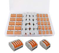 QitinDasen 50Pcs Palanca Tuerca Cable Conector Set, Compacto Conductor Conector, Rápido Cable Conector Resorte Bloque Terminal (KV222-412, KV222-413, KV222-415)