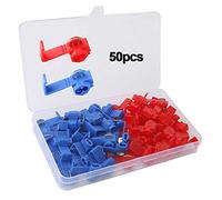 QitinDasen 50Pcs Rápido Empalme Cable Conectores Set, Conectore Rama Empalme Eléctricos, Rápido Terminales de Empalme Crimp Electrical (25Pcs Rojo + 25Pcs Azul)