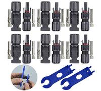 QitinDasen 6 Pares Profesional Macho Hembra Solar Panel Cable Conector, con 1 Par Solar Conector Wrench, para Solar Panel Cable Fotovoltaico Sistema
