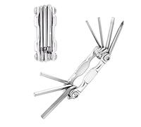 QitinDasen 7 en 1 Multifunción Bicicleta Herramienta, Kit Multiherramienta Portátil Compacta Reparación y Mantenimiento (Plata)