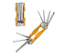 QitinDasen 7 en 1 Multifunción Bicicleta Herramienta, Kit Multiherramienta Portátil Compacta Reparación y Mantenimiento (Dorado)