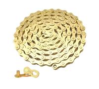 QitinDasen Cadena de Bicicleta de 9 Velocidades, 1/2 X 11/128 Inch 116 Eslabones, con Conector de Cadena de 9 Velocidades (Dorado)