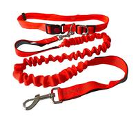 QitinDasen Correa Perros Manos Libres Naranja, Cinturón de Cintura Ajustable y Correa Elástica Retráctil de Doble Manija, Correa Perros Trotar con Costuras Reflectantes (Manija Gris)