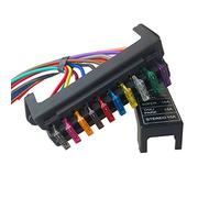 QitinDasen Premium 10 Vías Caja de Fusibles de Coche con Alambre, 2 Entradas 10 Salidas Portafusibles de Cuchilla Estándar Universal, con 10Pcs Estándar Fusibles de Cuchilla (12V/24V/32V/48V)