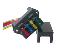 QitinDasen Premium 4 Vías Caja de Fusibles de Coche con Alambre, 2 Entradas 4 Salidas Portafusibles de Cuchilla Estándar Universal, con 10Pcs Estándar Fusibles de Cuchilla (12V/24V/32V/48V)