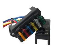 QitinDasen Premium 6 Vías Caja de Fusibles de Coche con Alambre, 2 Entradas 6 Salidas Portafusibles de Cuchilla Estándar Universal, con 10Pcs Estándar Fusibles de Cuchilla (12V/24V/32V/48V)
