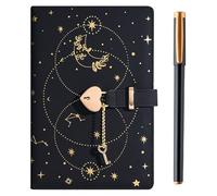 QITIXI:OU Diario A5 negro con cerradura, piel sintética con candado en forma de corazón, llaves, bolígrafo de gel negro, cuaderno con cerradura para privacidad, adultos, niños, niños y niñas (21 x 15