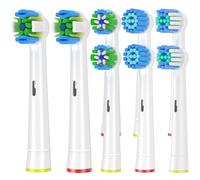 Qitizu Recambios Cepillos Compatible con Braun Oral B Eléctricos Cepillo de Dientes, Cabezales de Repuesto incluir Precision, Floss, Cross, Sensitive (8 Blanco)