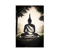 QITJSGD Póster de silueta de Buda, lienzo para decoración de dormitorio, oficina, habitación, regalo, 20 x 30 cm