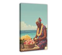 QITUBVAF Póster de lienzo con texto en inglés «The Old Woman Made A Wreath» para decoración de dormitorio, paisaje, oficina, habitación, regalo, 20 x 30 cm