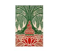 QITUBVAF Póster vintage de Buda en lienzo, decoración de pared, pinturas para sala de estar, dormitorio, decoración de 12 x 18 pulgadas (30 x 45 cm)