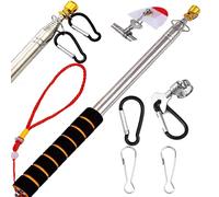 Qiuboluny 3M Telescopic Handheld Flagpoles with Clips Portable Flag Pole Lightweight Extendable Tour Guide Stainless Steel Banner Flag Pole Pointer for Teachers with Anti-Slip Grip