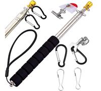 Qiuboluny 8.2FT Telescopic Handheld Flagpoles with Clips Portable Flag Pole Lightweight Extendable Tour Guide Stainless Steel Banner Flag Pole Pointer for Teachers with Anti-Slip Grip